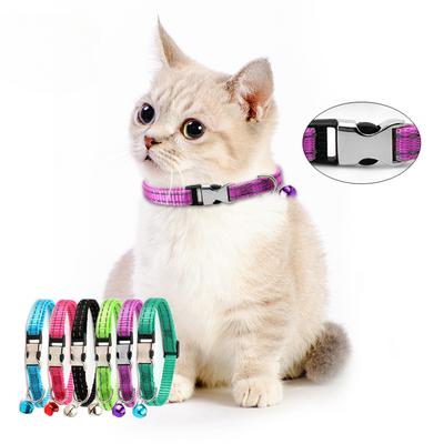 Pet Cat Collar with Bell Night Reflective Nylon Cat Leash Anti-lost Collar