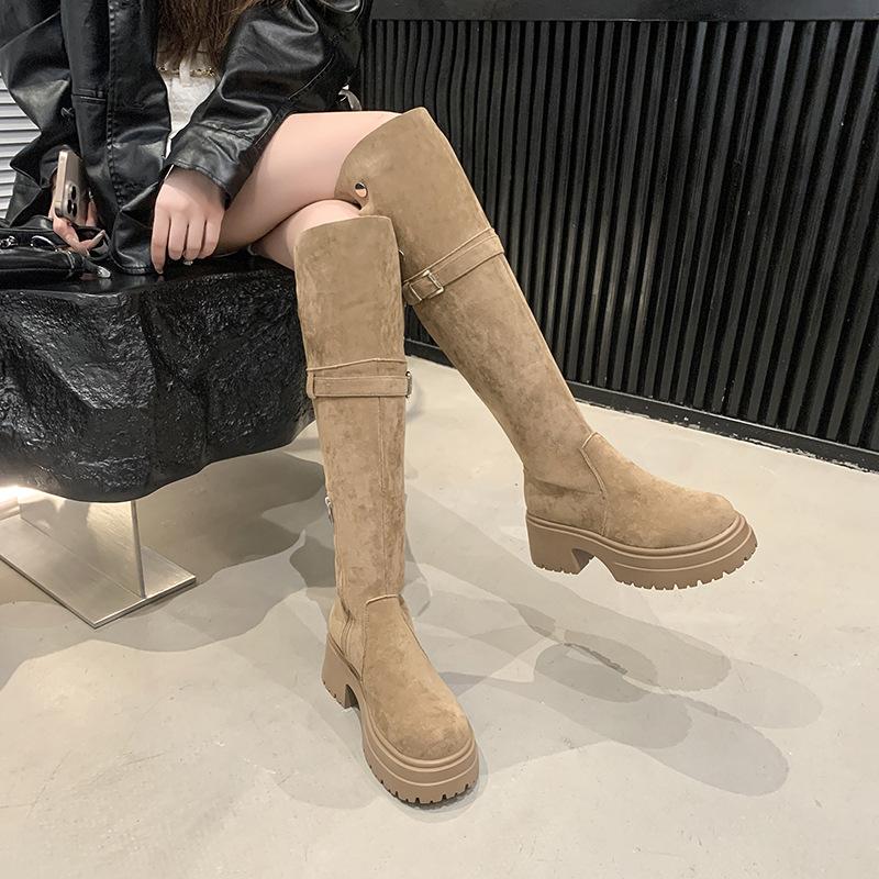 Maillard two wear folded thick-soled boots children's new thick-heeled knee knight boots in autumn and winter 2025