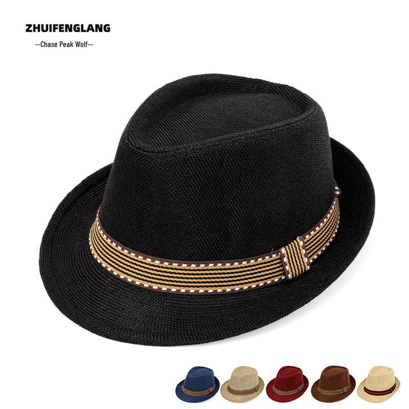 Summer Wool Knit Mesh Fedora Hat with Leather Band