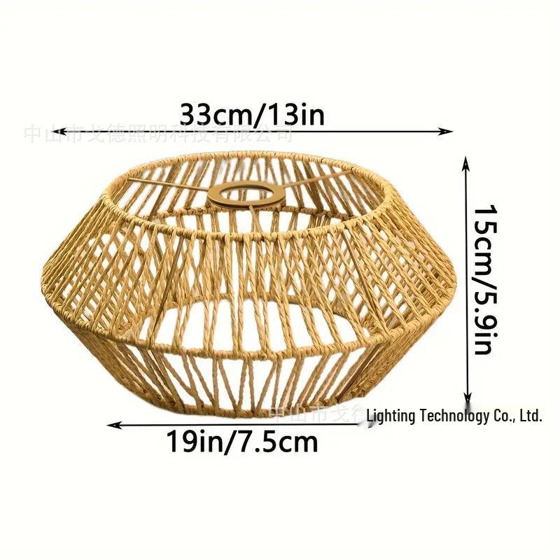 Abajur Boem din Bambus Țesut Manual cu Frânghie de Hârtie