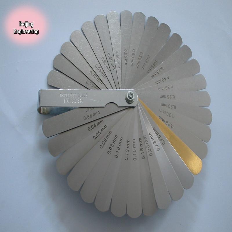 32-Piece Copper Valve Feeler Gauge Set (0.04-0.88mm) for Guitar - Micrometer Shims (.0015-.035 Inch)