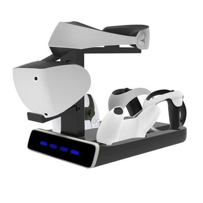 For PS VR2 Charging Station Display Stand with LED Light Controller Charger Compatible with Playstation 5 Gamepad Handle VR Headset
