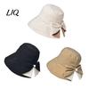 Spring Autumn Sun Hat Women Summer Hat, Back Bowknot Fisherman Wide Brim UV Protection Travel Bucket for Outdoor Hiking Fishing Beach Use Casual