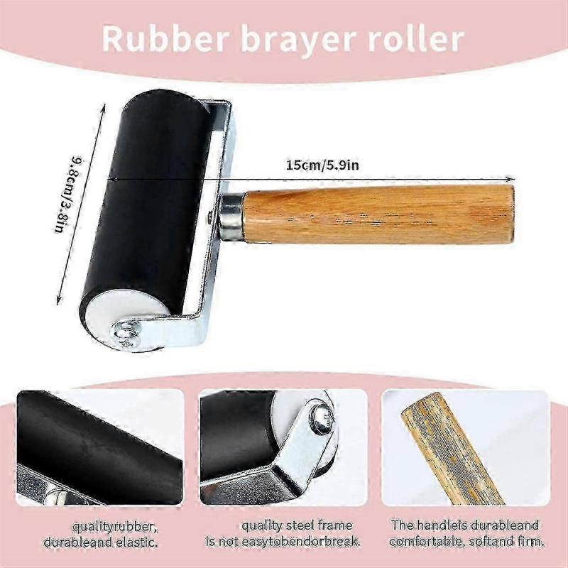 4 Pack Rubber Block Stamp Carving Blocks with Cutter Tools and Rubber Brayer Roller for Printmaking, Crafts, DIY Stamp Carving