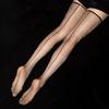 Women Sexy Oil Shine Long Stockings 1D Ultra Thin Transparent Thigh High Stockings Retro Back Line Seamed Medias Glossy Hosiery