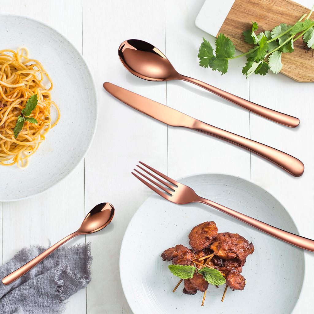 410 Stainless Steel Tableware Set 20-piece Set Knife Fork Spoon Tableware Gold YSH-46-20PS