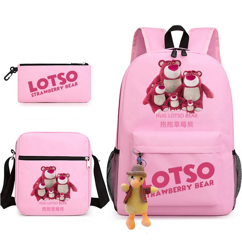 Large Capacity Schoolbag with Shoulder Strap; Student Three-piece Pencil Case Set