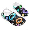 White EVA Clogs with Neon Cross Print, Lightweight Slip On Garden Shoes, Breathable Beach Sandals, Indoor Outdoor Slippers for Men Women