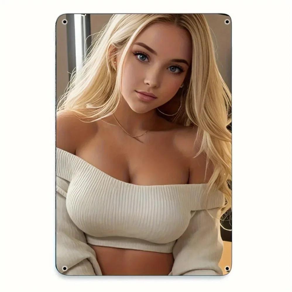 

Елегантна Блондинка Металеве Настінне Мистецтво 2D Сучасний Індустріальний Декор Водонепроникний Залізний Легко Повісити для БудинкуКафеБару 18932дюйм 20x30cm