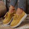 Women's Wide Width Platform Loafers, Front Lacing Wedge Sole Casual Shoes, Slip-Resistant Walking Shoes for Women