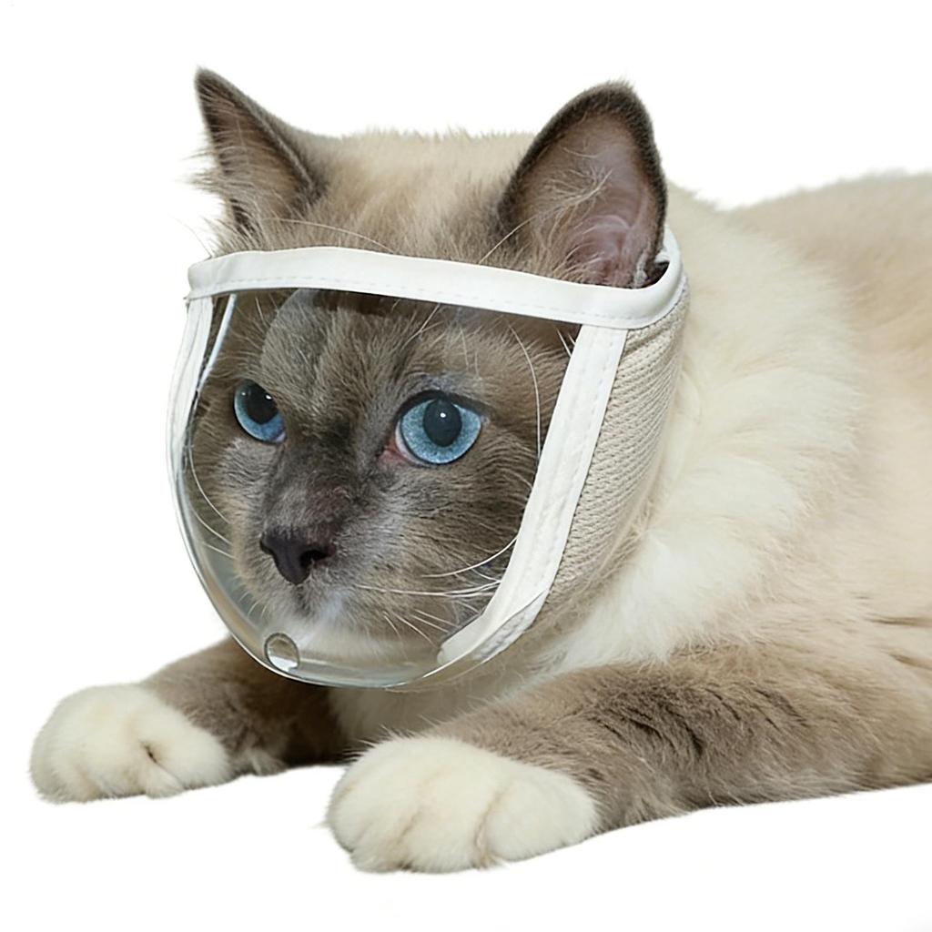 1pcs Cat Muzzle Breathable Transparent Soft Protective Anti Bite Face Cover Dog Muzzle For Small Medium All Breeds Kitten Puppy
