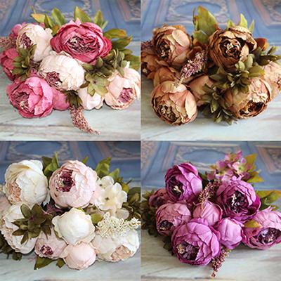 8 Köpfe im europäischen Stil, Seidenblumen, Pfingstrosen, Party, Zuhause, Hochzeit, Pflanzen, Dekoration
