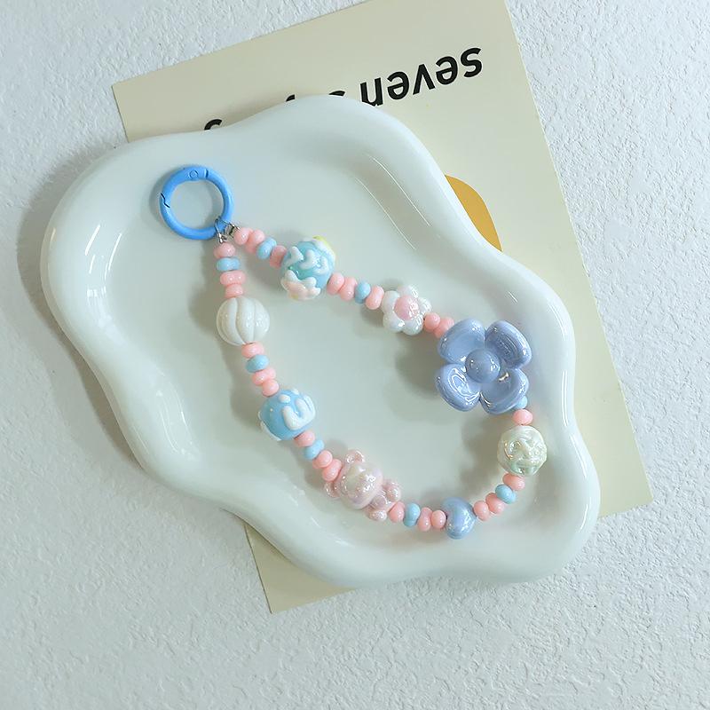 

Маленький свежий 3D цветок бисерный мобильный телефон цепочка кулон нарисованный вручную бисер цепочка сумка украшения украшения подарки для девочек