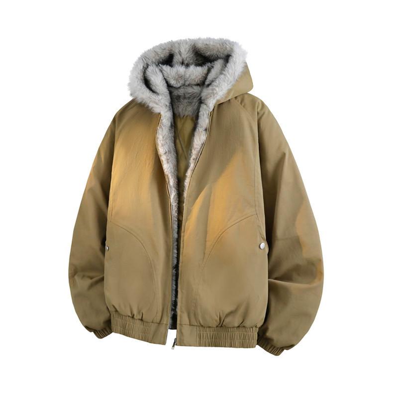 Winter Coat Men's Casual Thick Warm Hooded Jacket Fresh Fur Collar Thick Coat
