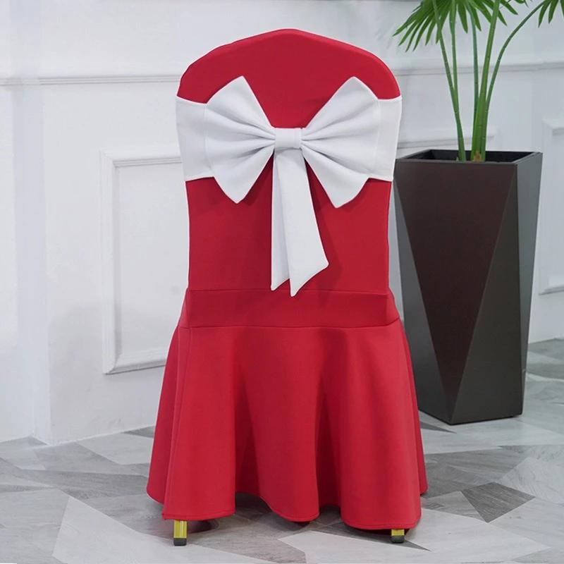 10PCS Thicken Spandex Chair Cover Band Ribbons Chair Tie Backs for Party Banquet Decor Wedding Decoration Knot Chair Bow Sashes