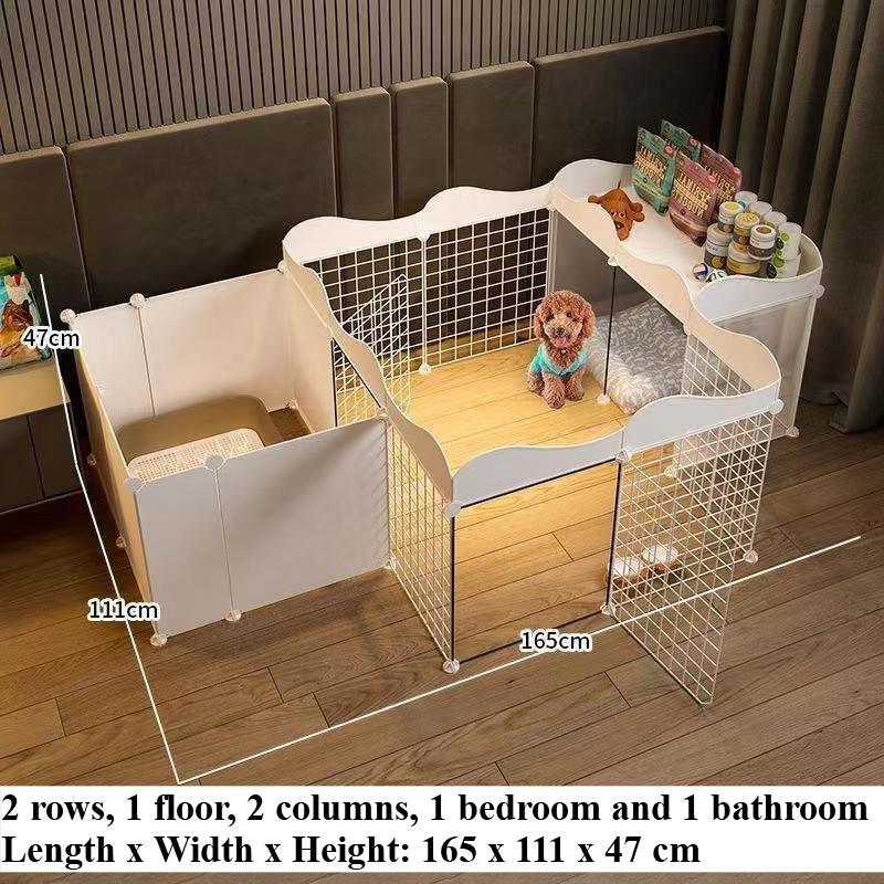 Home Pet Dog Enclosure House Indoor Small Dog Poodle  Fence Isolation Door Dog Cage with Toilet Area Scientificly Divided Den