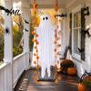 Festive Home Accessories Light Up Hanging Swinging Ghost Halloween Decoration with Remote Control, Large White Realistic Fabric Ornament Maple Leaves