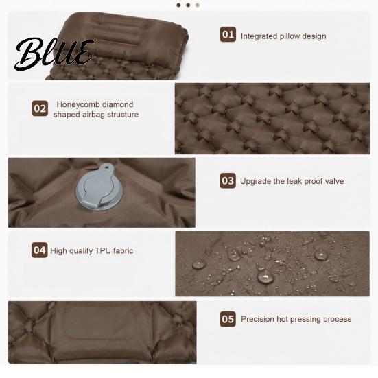 Moisture Proof Camping Bed Sleeping Mat with Pillow & Built-in Pump Ultralight Single Portable Hiking Person Air Mattress Inflatable for Outdoor