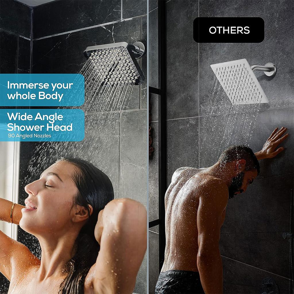 6 Inch Square Booster Shower Head Large Water Volume Filter Electroplating Shower Head Removable High Quality