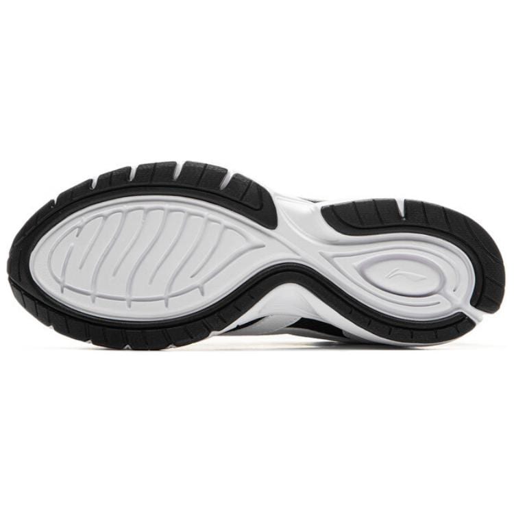 Li Ning Fabric Cushioning Slip Resistant Abrasion Resistant Breathable Low Top Running Shoes Women's White Black ARSU068-5