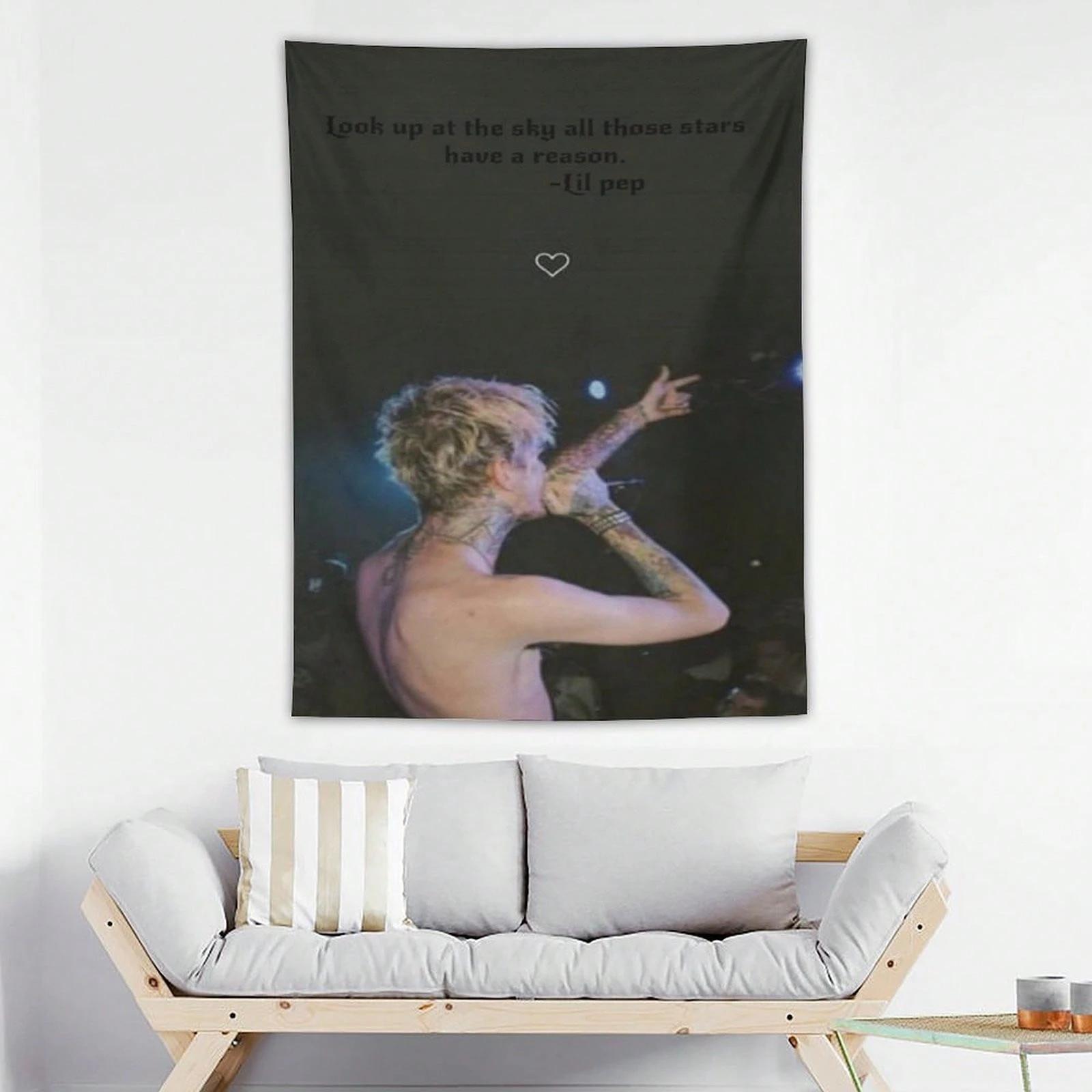 1pc Rapper Music Poster Lil Singer Peep Tapestry Home Decor Tapestry Bedroom Living Room Dormitory Decoration Suitable Indoor 100X70CM