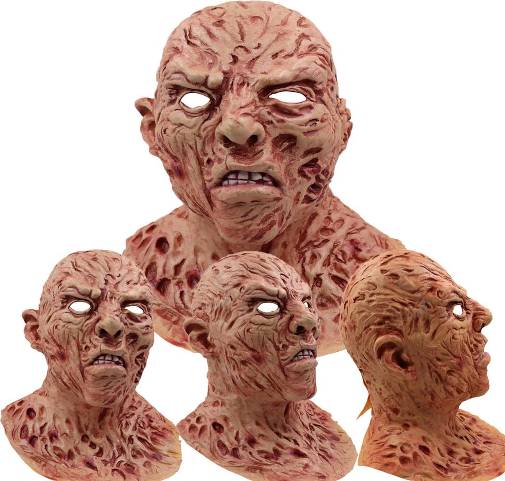 Gruselige Freddy Krueger Latexmaske Vollkopfhelm für Halloween-Party Cosplay