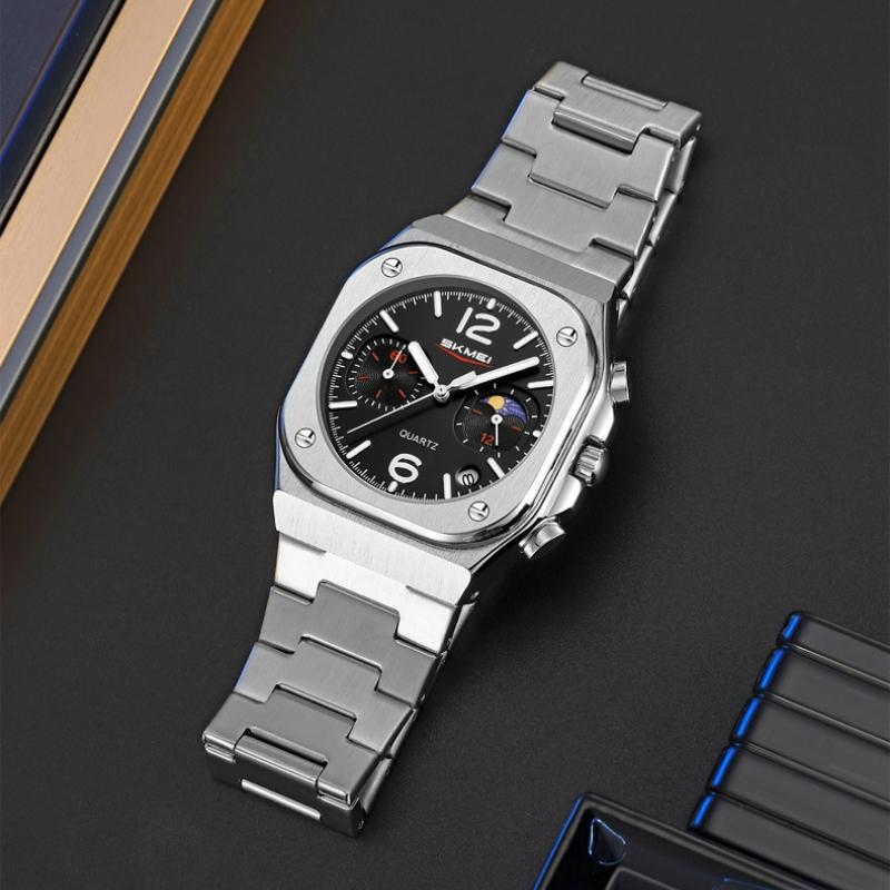 SKMEI New Design Quartz Wristwatches Men Golden Stainless Steel Watch Date Functions Luxury Clock Man