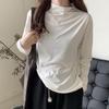 Langarm Shirt Bottom Frauen T-shirts Herbst Winter Mode Weibliche Beiläufige Dünne Hohe Elastische Mock Neck T-shirts Pullover Tops