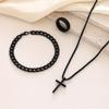 4-piece Retro Men's Fashion Accessories Set, with Cross Necklace, Ring and Bracelet Chain, Suitable for All Occasions.