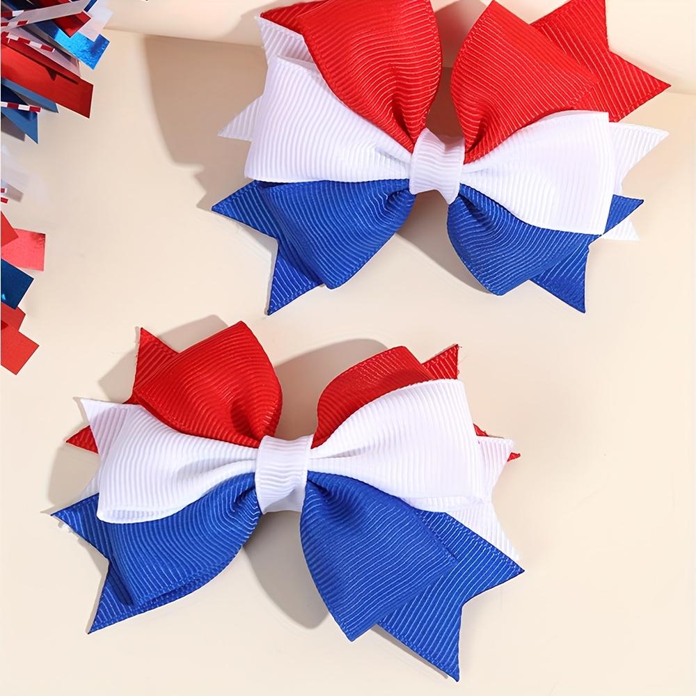 Independence Day Hair Bow Clips Elegant Grosgrain Ribbon Barrettes Fahsionable Hair Accessories National Flag Theme