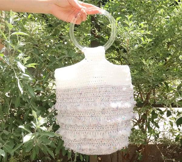 

Sawada Knitting Kit Clear Handle Bag Kit Gray White NAILY A-001
