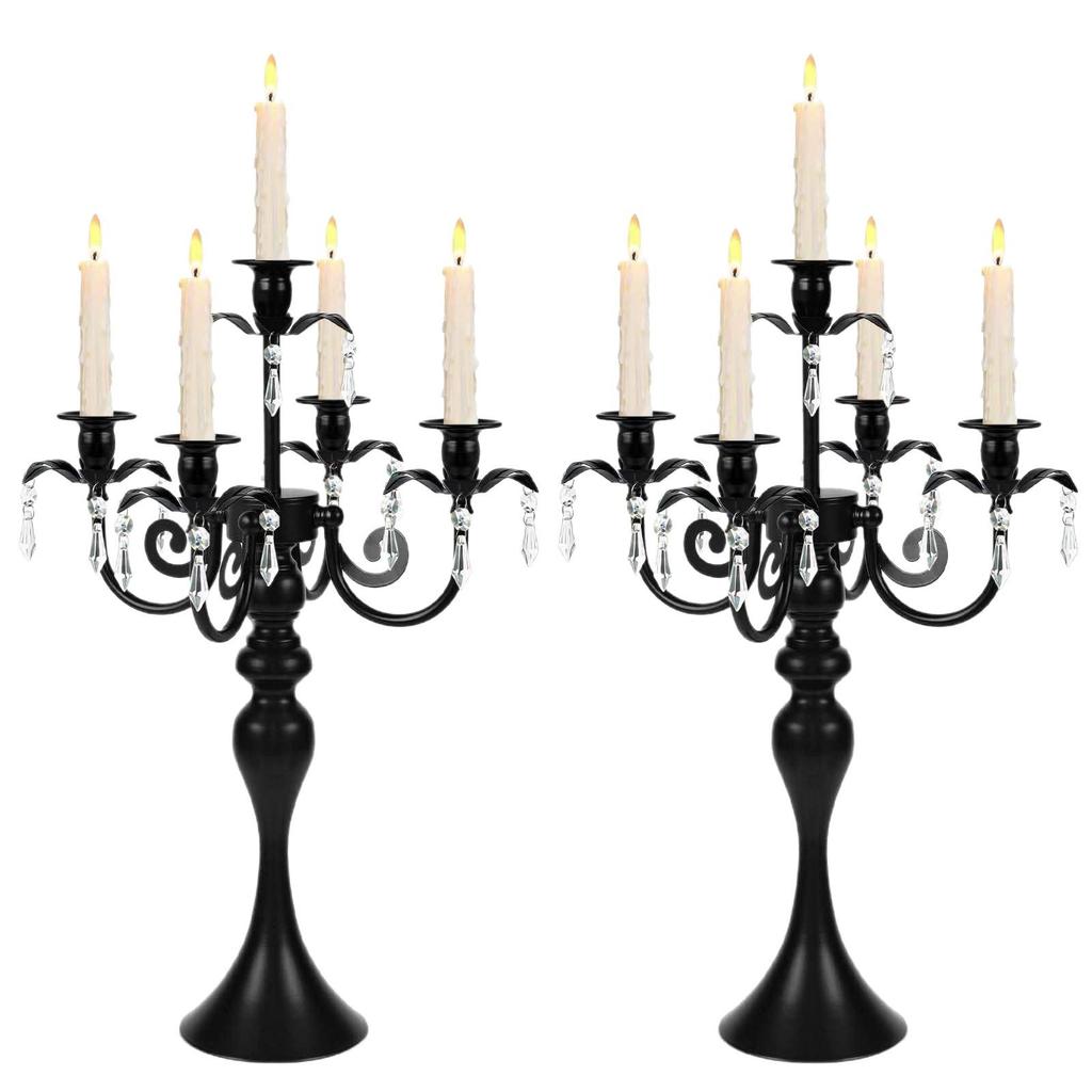 European Retro Five-Head Metal Candle Holder for Weddings and Restaurants