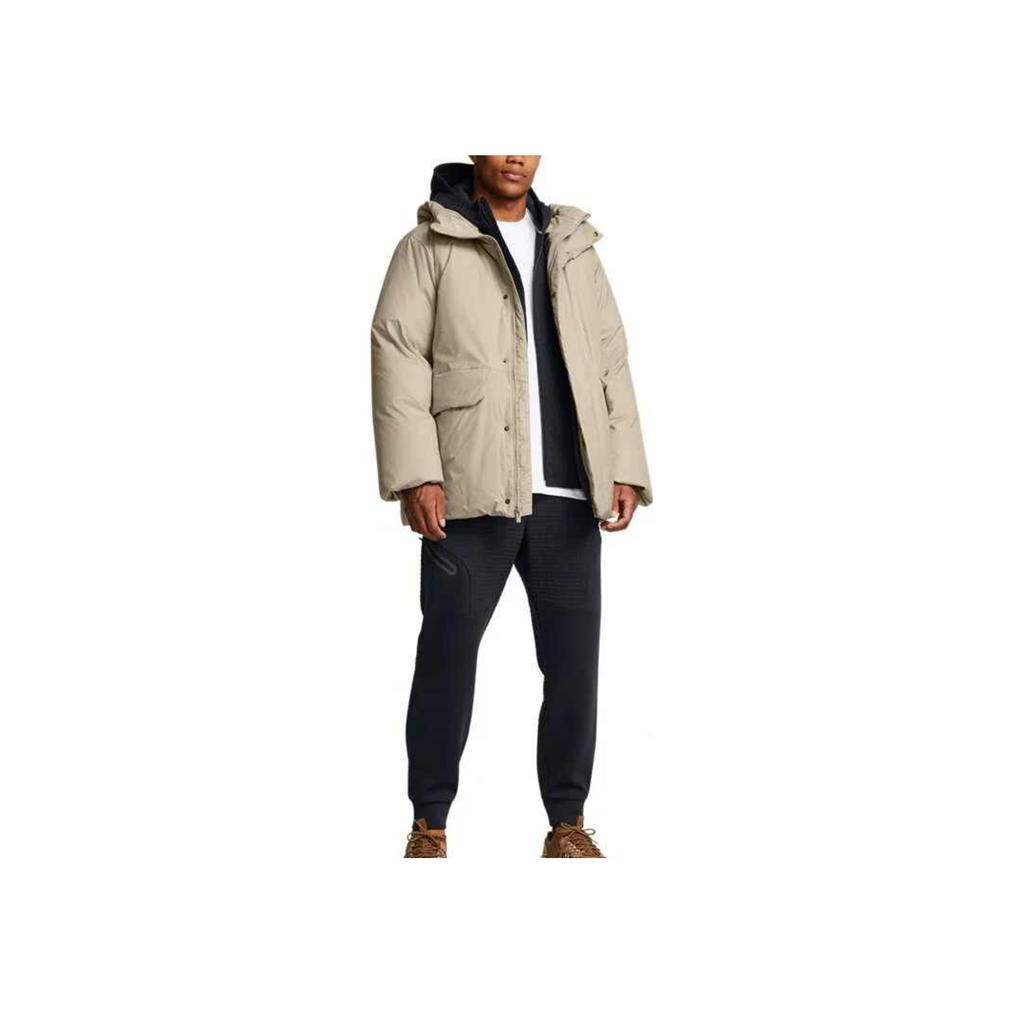 Under Armour Limitless Down Short Sleeve Jacket Casual Solid Color Hooded Long Sleeve Down Jacket Men Jackets Khaki 1384651-290