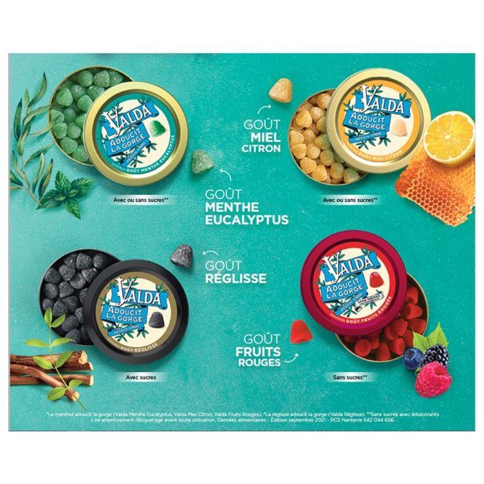 Valda Gommes Sans Sucres Fruits Rouges Adoucit La Gorge 140g