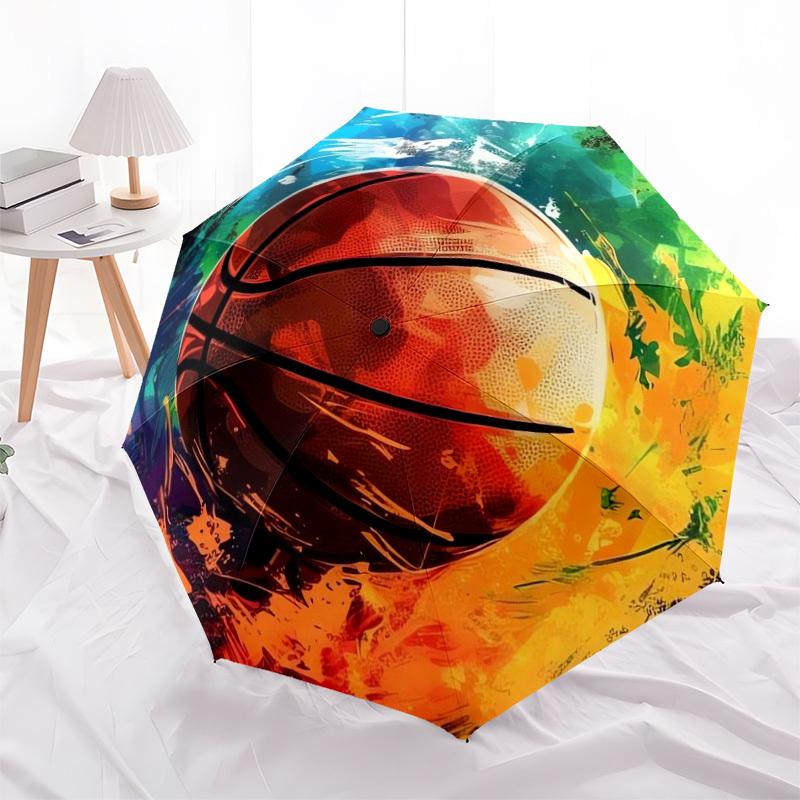 1pc Colorful Basketball Artwork Umbrella with Plastic Handle,Suitable for All Seasons Home Travel Outdoor UmbrellaDD265