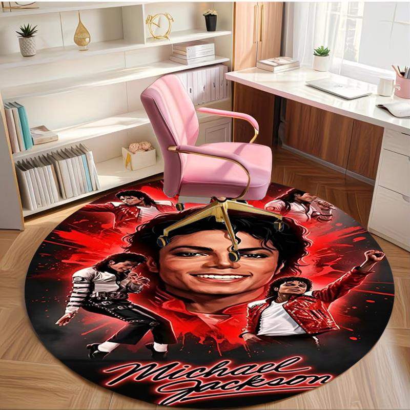 Michael Jackson Print Round Rug, Washable Floor Carpet, For Entryway Dorm Laundry Room Office Study, Home Decor Birthday Christmas Gift