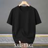 Men's Plus Size Solid Color Crew Neck T-Shirt – Loose Fit Short Sleeve Basic Tee (5XL-13XL)