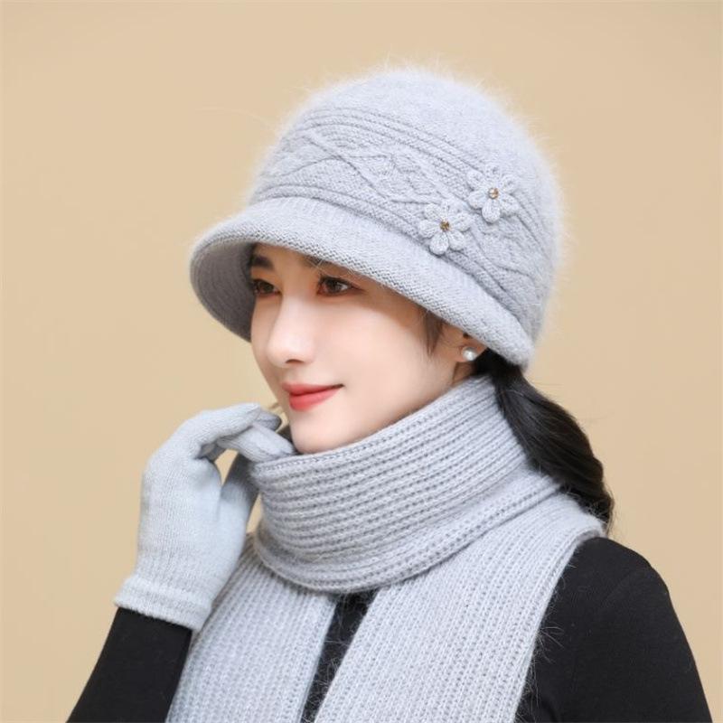 

Grandma s Warm and Cold proof Rabbit Fur Basin Hat for Middle Aged and Elderly Mothers Cotton Hat Women s Hat New Autumn and Winter Woolen Hat one size