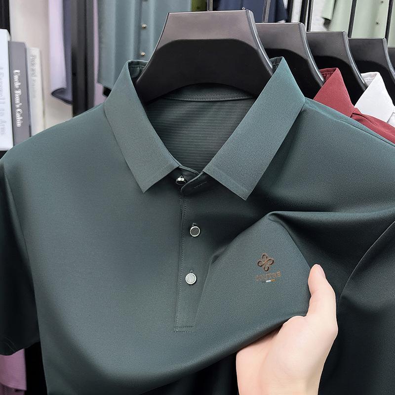Summer Lapel Collar Short Sleeve T-Shirt Men's Loose Fit Casual Polo Top