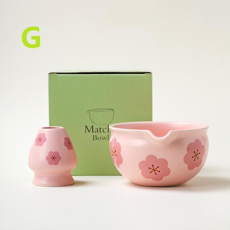 1/2 szt. Ceramiczna Miseczka do Matchy, Japoński Styl Sakura Miseczka do Matchy Artystyczna Ceramiczna Miseczka do Ceremonii Herbacianej Miska na Sałatkę Do Matchy