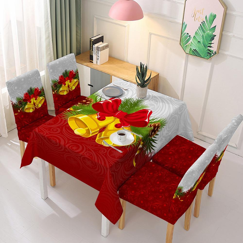 Festive Chair Covers Christmas Elastic Full Cover Waterproof Oilproof Tablecloth for Dining Table Home Decor