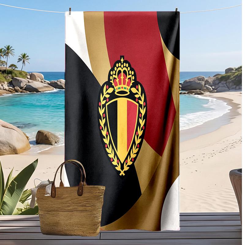 Belgien Fußball Druck Strandtuch Schnelltrocknend Super Saugfähig Weich Badetuch zum Schwimmen Strand Reisen Fan Souvenir Geschenk