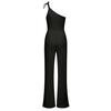 Summer Women Solid Sleeveless Strapless Bandage Jumpsuit Long Wide Leg Trousers