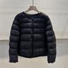 New round neck puff down jacket women's short simple casual warm white duck down ribs jacket