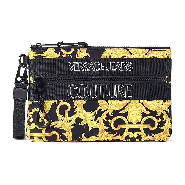 

Versace Jeans Couture Baroque Pattern Nylon Clutch Men clutch Black Gold E3YWAPA2-71896-M27 Basic Set (Bag+Dust Bag)