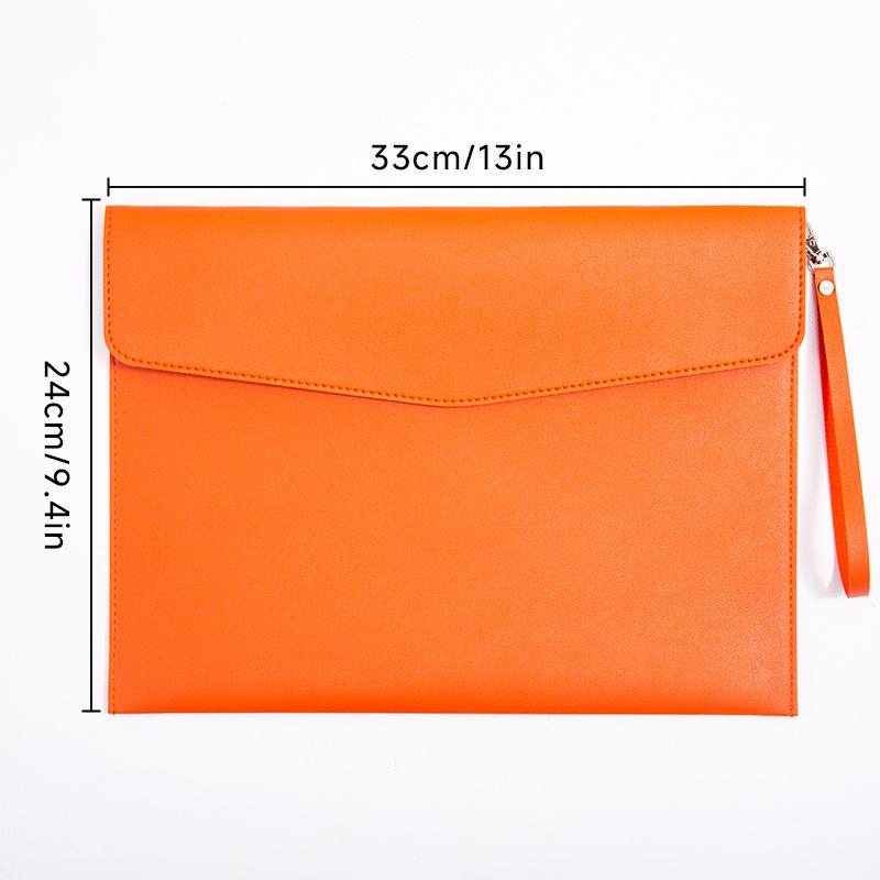 Leather A4 Document Folder - Korean Style Customizable File Bag with Logo Option