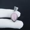 Natural Rose Quartz Gemstone Silver Pendant in 925 Sterling Silver - Handmade Pear Design, Everyday Wear Jewelry Party Wear Gift