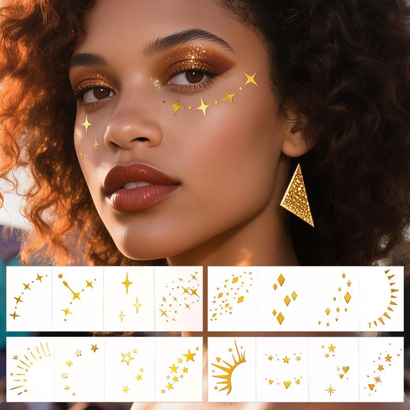 Waterproof Metallic Eye Tattoo Stickers - Realistic & Long-lasting for Party Makeup