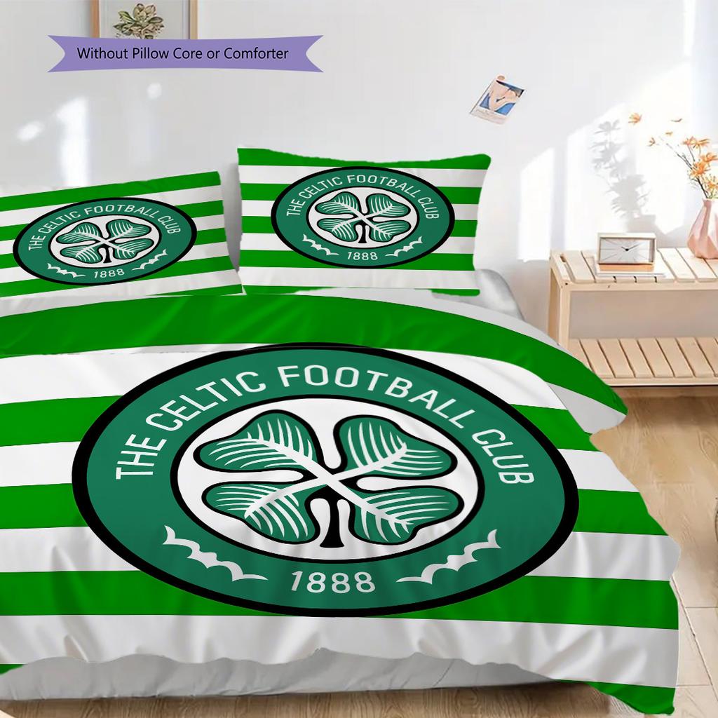 Celtic F.C Pattern Bedding Quilt Set Quilt Cover Pillowcase Home Decoration Birthday Gift (1 * duvet cover + 2 * pillowcase, without core)