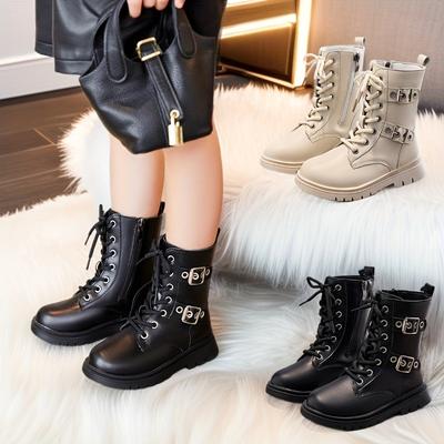 Girls' Short Boots Autumn or Winter New Korean Style High-Top British Fashion Boots for Little Girls